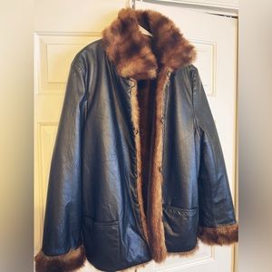 Blushe Impressions reversible leather and fur coat